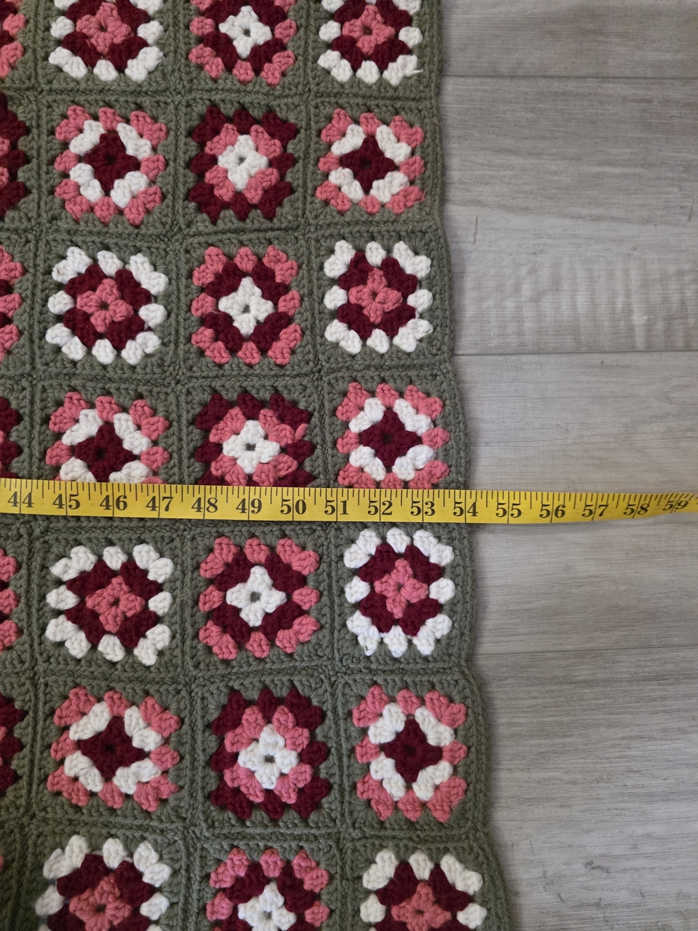 Handmade Crochet Granny Square Blanket Pink Red Green Throw Retro Vintage Style - Picture 6 of 7